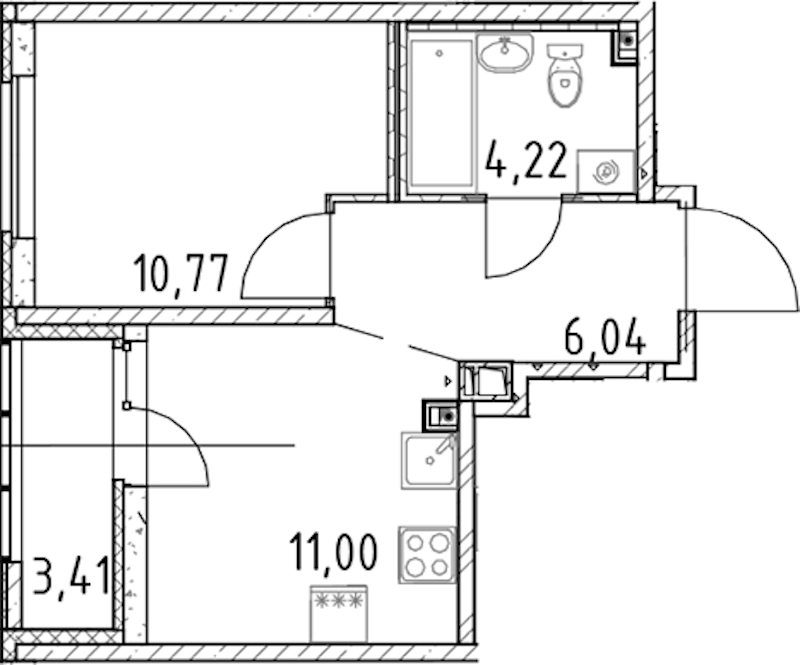 1-комнатная квартира 32.03 м², 17/17 эт., ЖК «Город Первых»